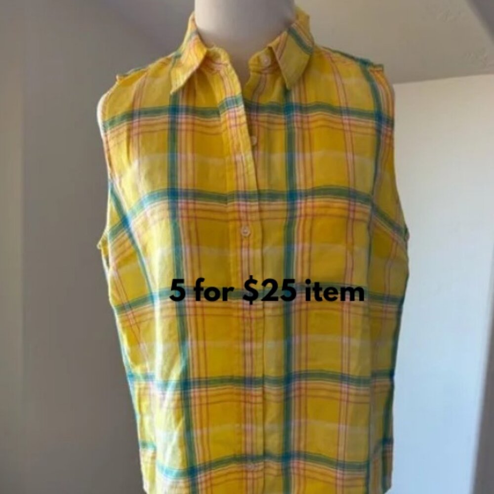 Ralph Lauren Yellow Plaid Sleeveless Blouse